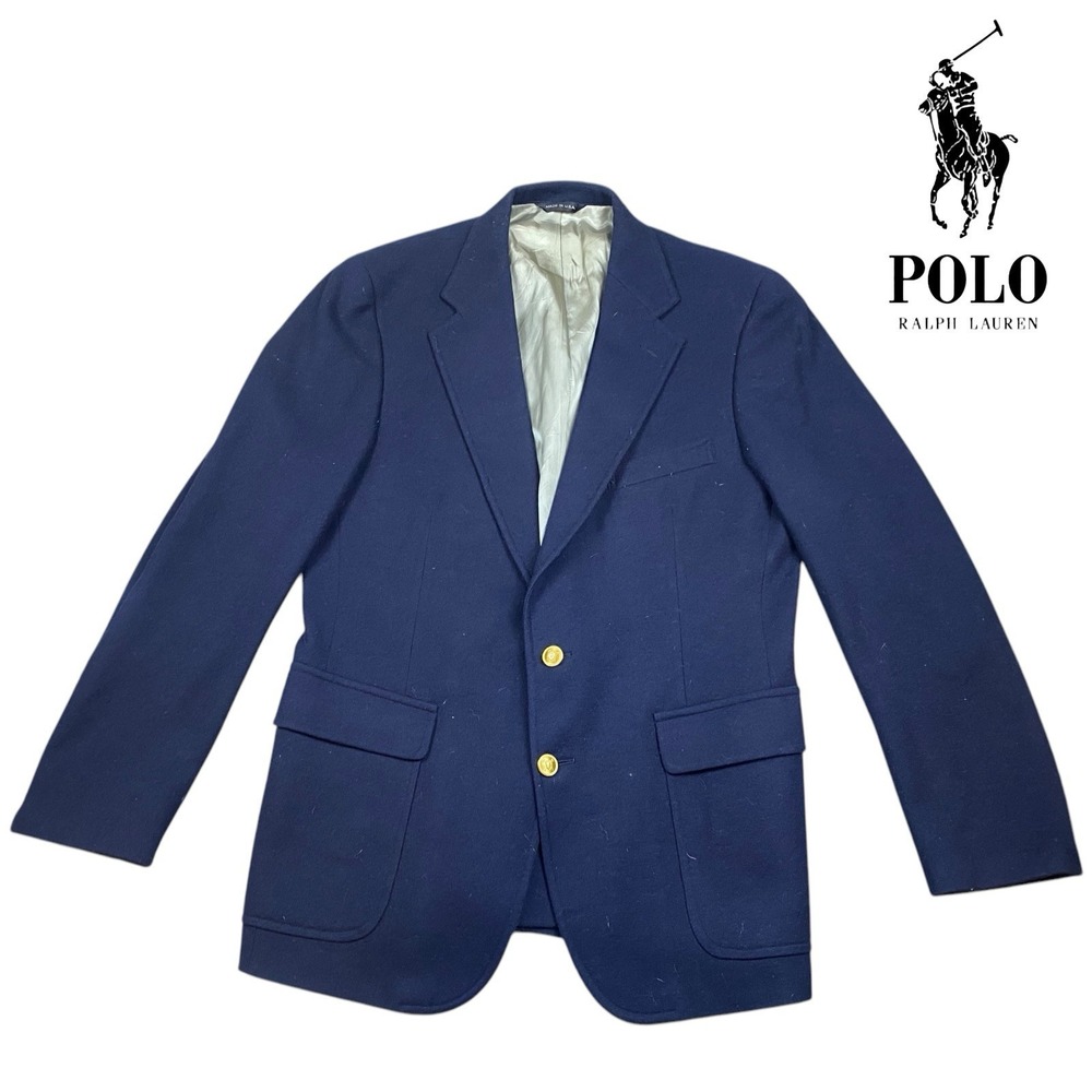 Polo University Club Ralph Lauren Blazer 40R Navy Gold Button Sport‎ Coat Jacket